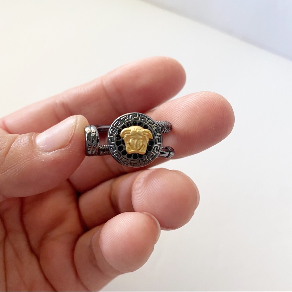 Versace Medusa Face Dark Gray Ring